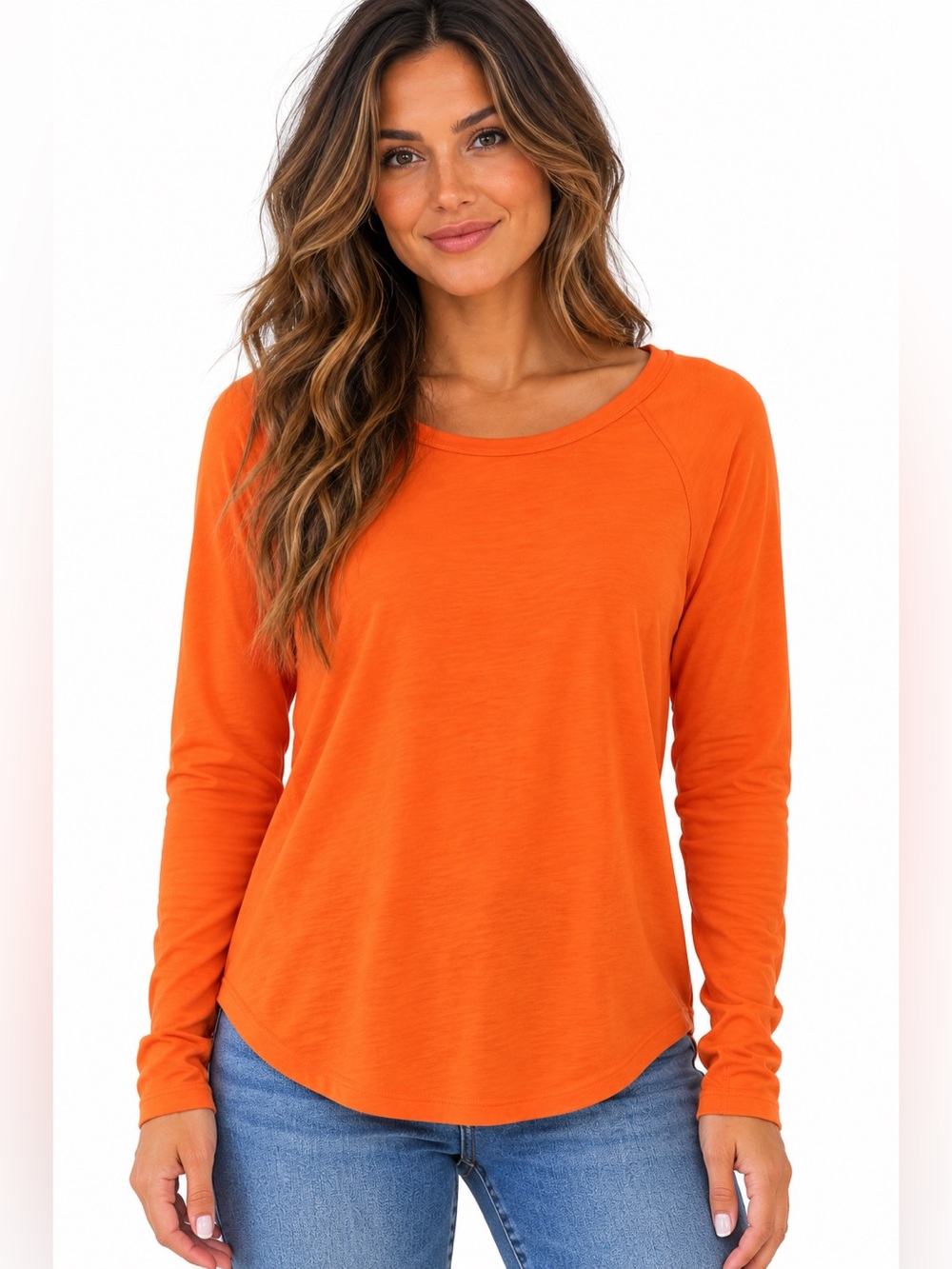 Polo Ralph Lauren Long Sleeve Top in Orange Size Small Like New